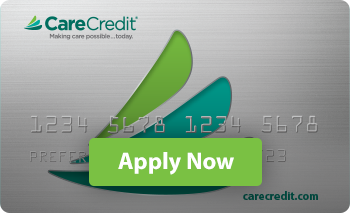 CareCredit card with green box that says "Apply Now."