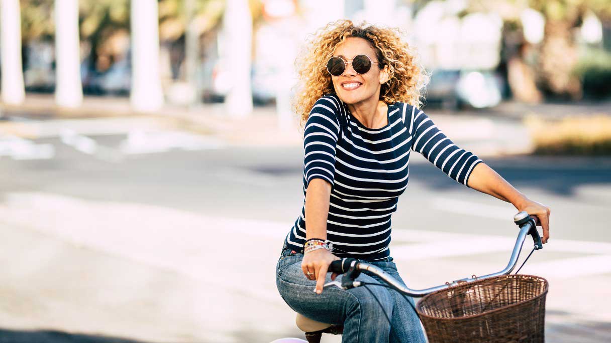 Woman riding bike