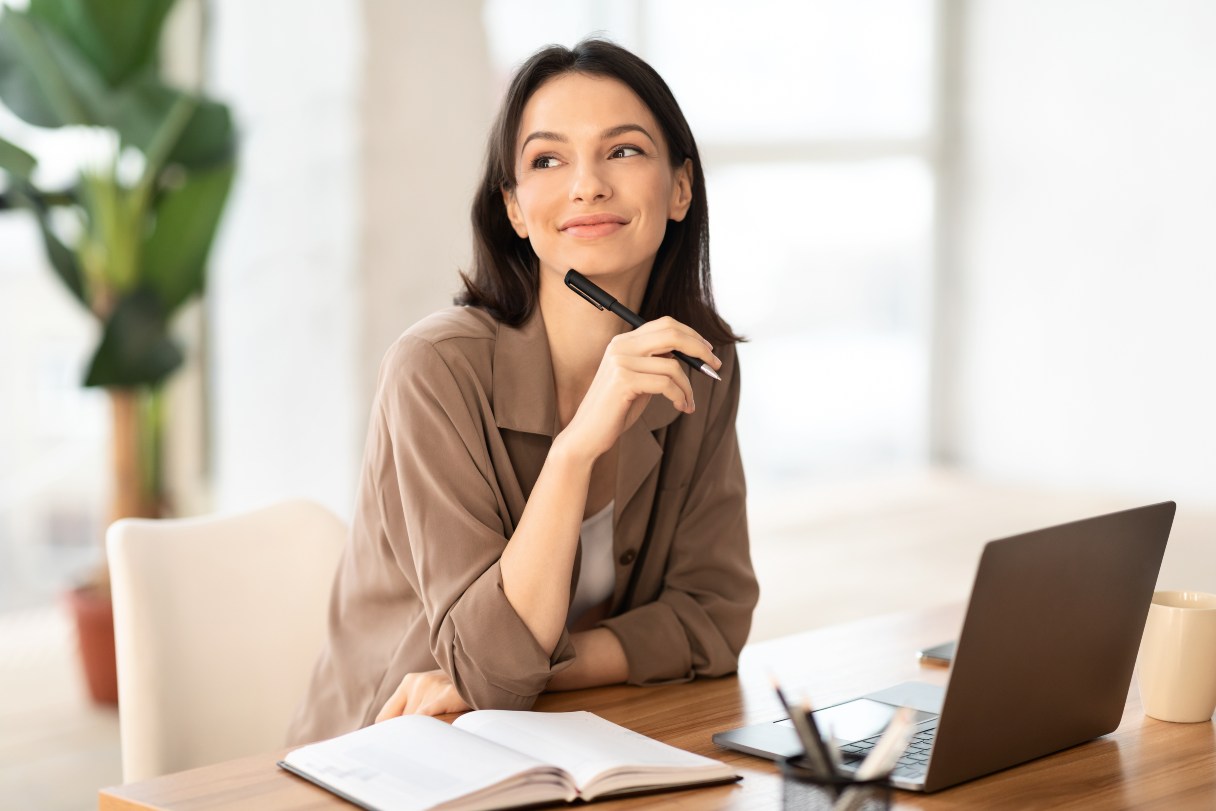 Woman working on a laptop