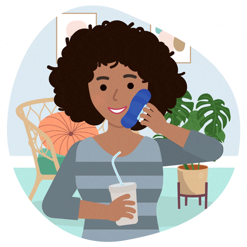 Smiling woman on phone