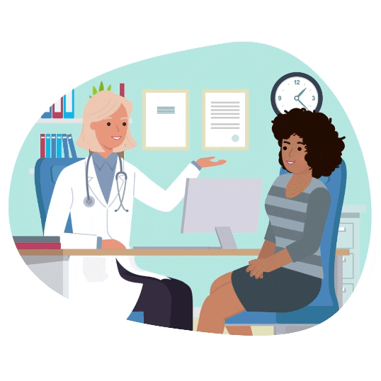 Woman speaking to doctor