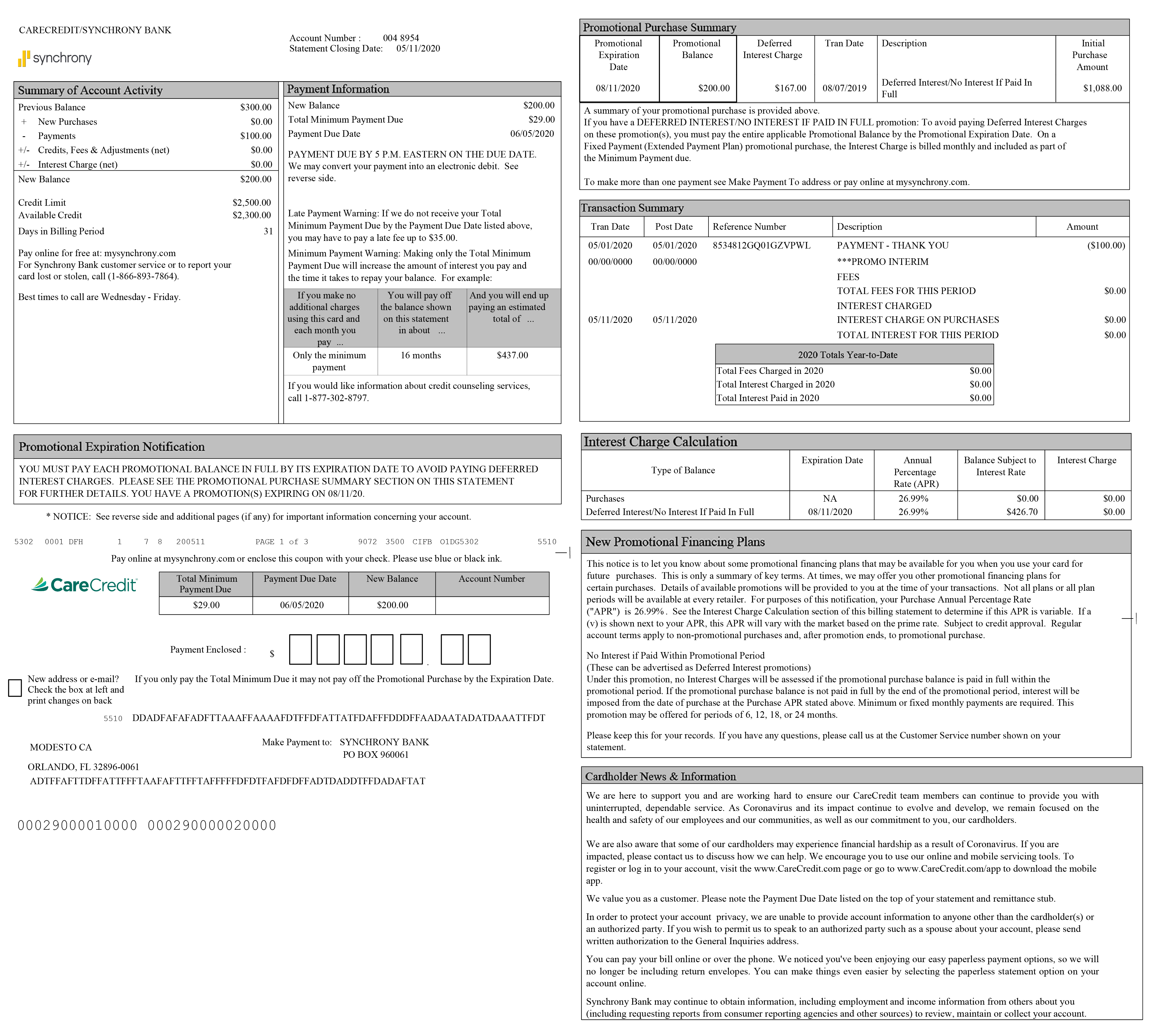 How to read your CareCredit Statement