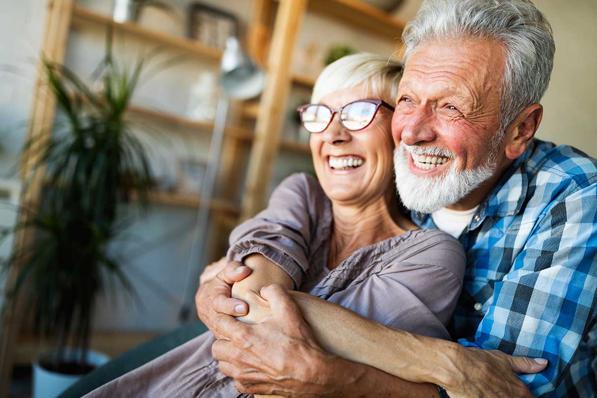 Retired couple smiling