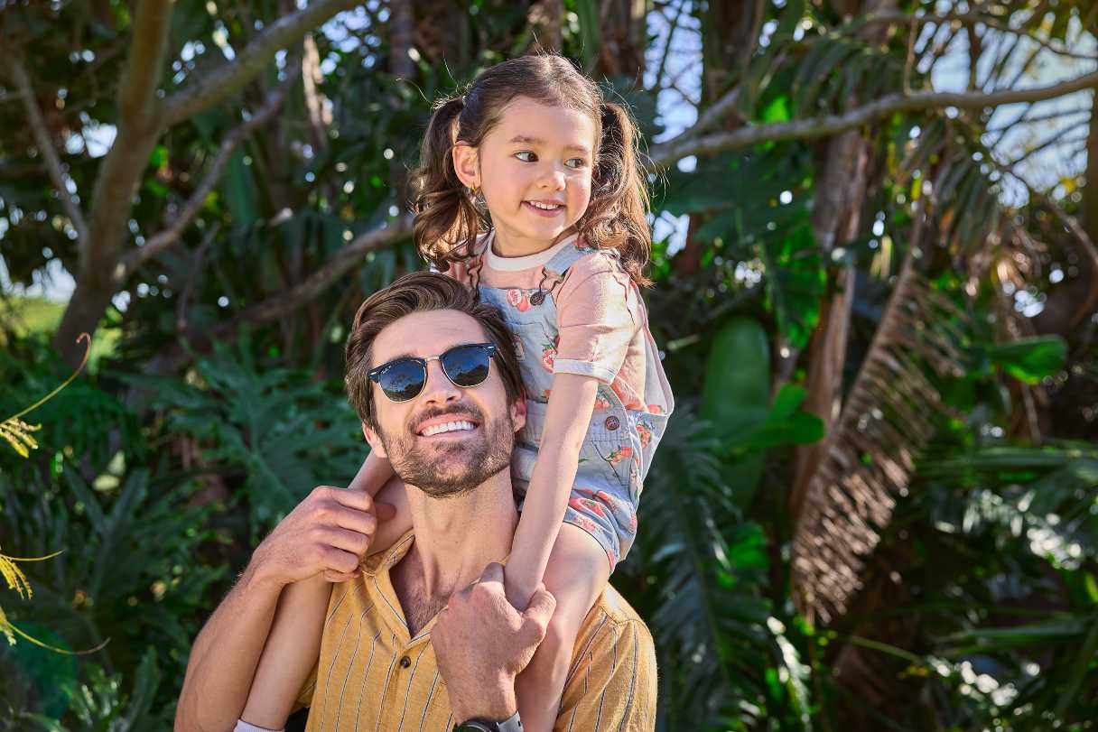 Man with young daughter on his shoulders