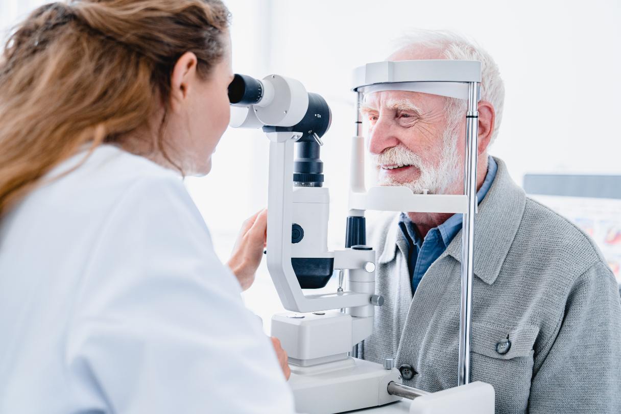 Man receiving an eye exam