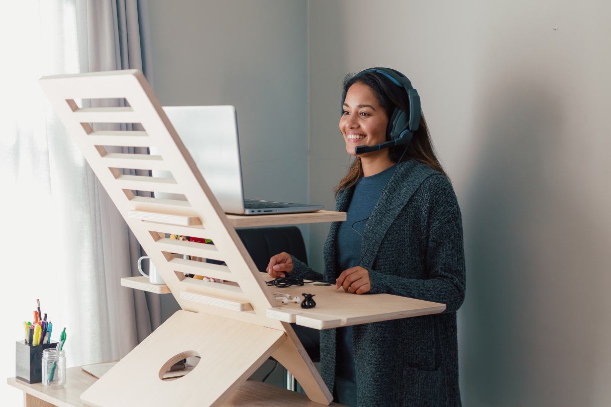 Woman working at standing desk