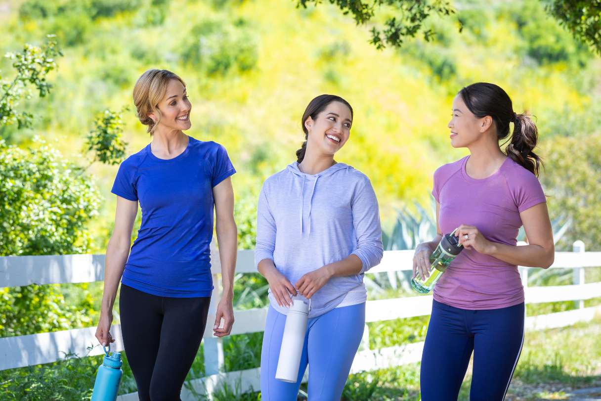 Three women walking together