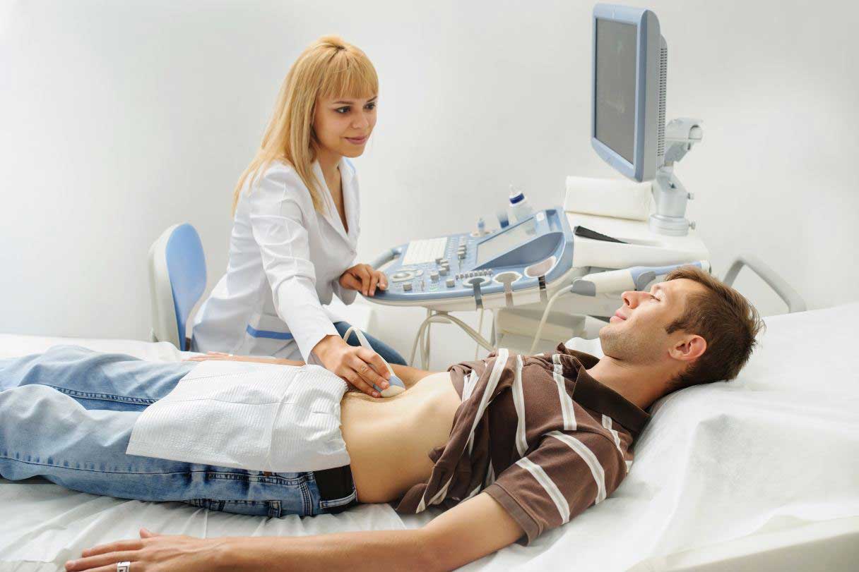 Man receiving ultrasound exam