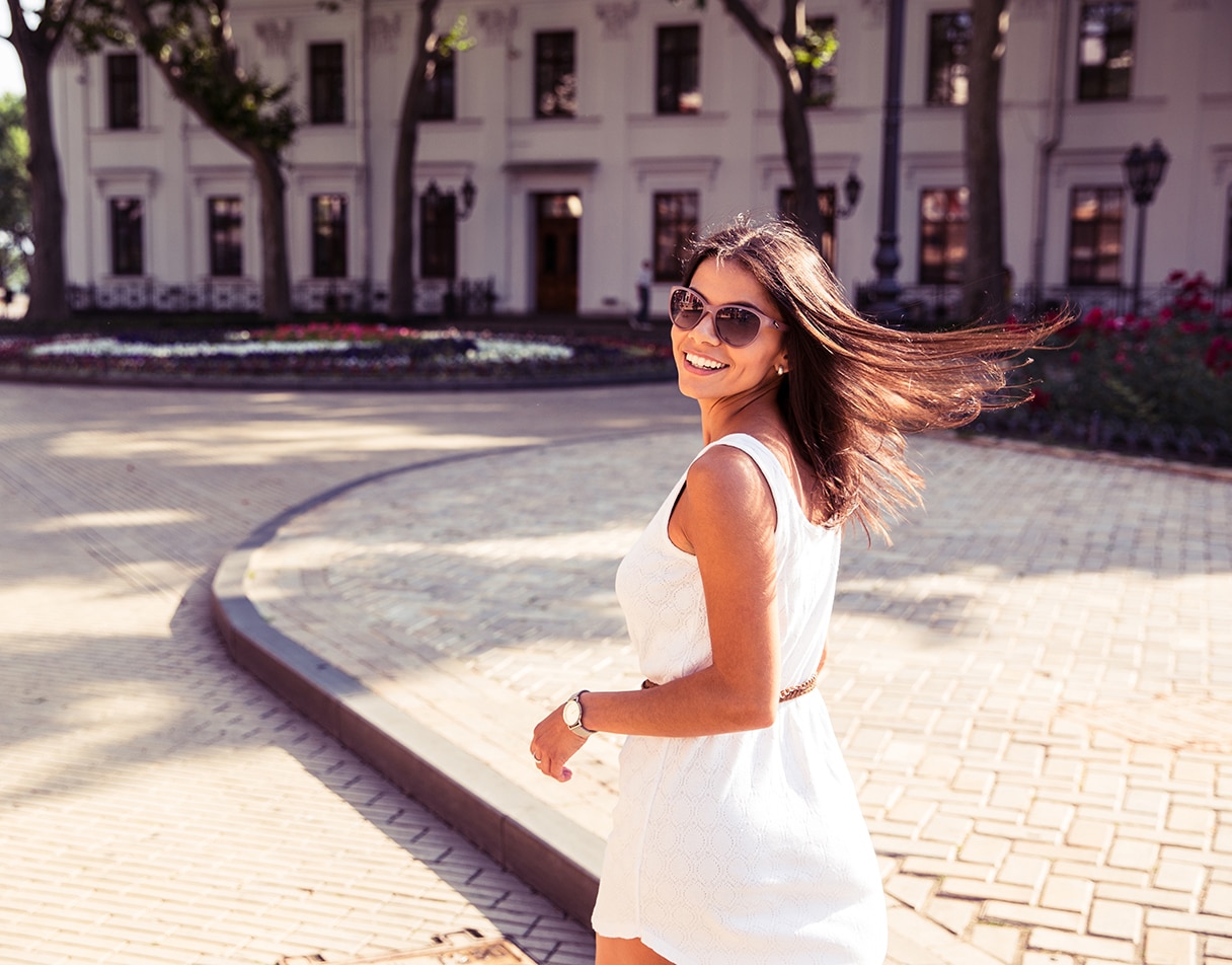 Woman walking outside