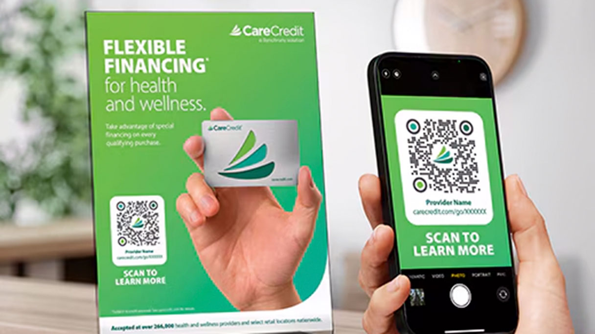 Client scanning CareCredit QR code