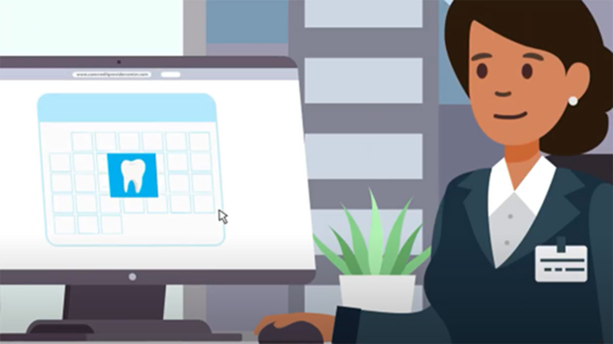 Illustration of a woman working on a computer