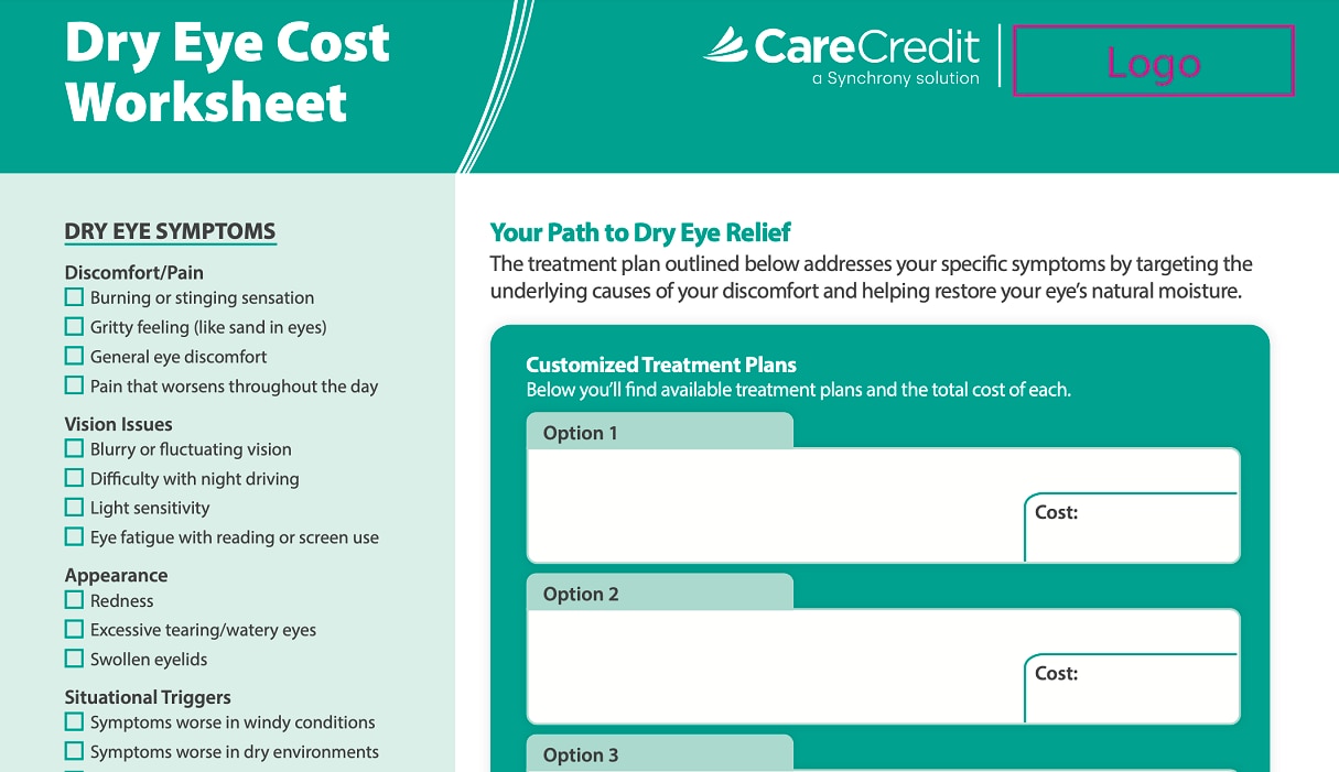 Dry Eye Cost Worksheet