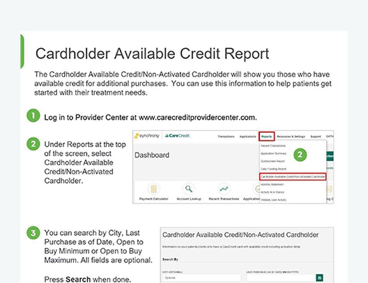 Cardholder Available Credit Report