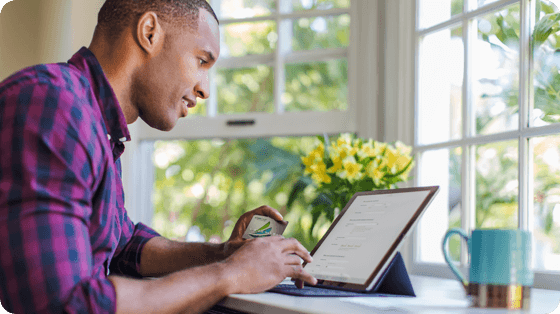 man using tablet