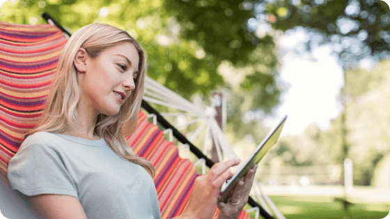 woman using tablet